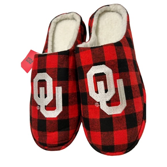 FOCO Men's NCAA Sherpa Lined Buffalo Check Memory Foam Slippers L 11/12 - Picture 1 of 5
